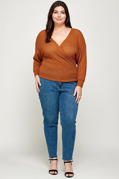 Textured Waffle Sweater Knit Top - FabulousFixx