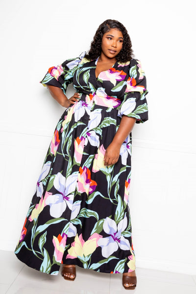 Puff Sleeve Button Front Dress - FabulousFixx