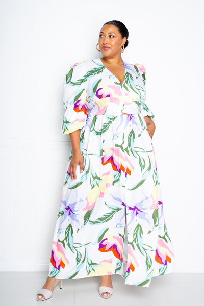 Puff Sleeve Button Front Dress - FabulousFixx