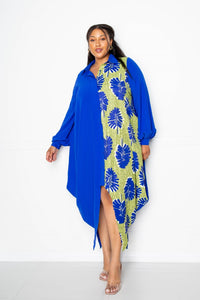 Print Drapy Shirt Maxi Dress - FabulousFixx