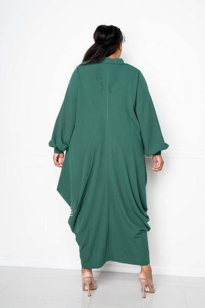 Print Drapy Shirt Maxi Dress - FabulousFixx