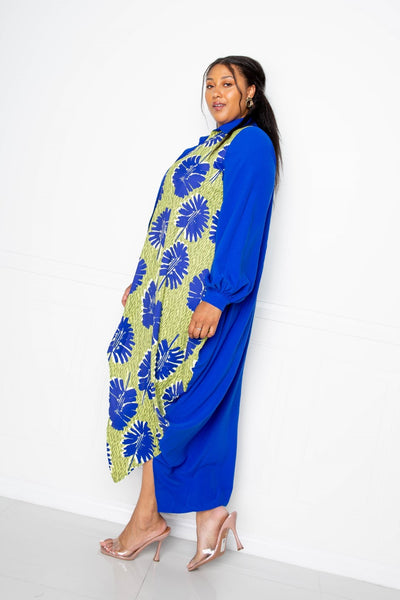 Print Drapy Shirt Maxi Dress - FabulousFixx