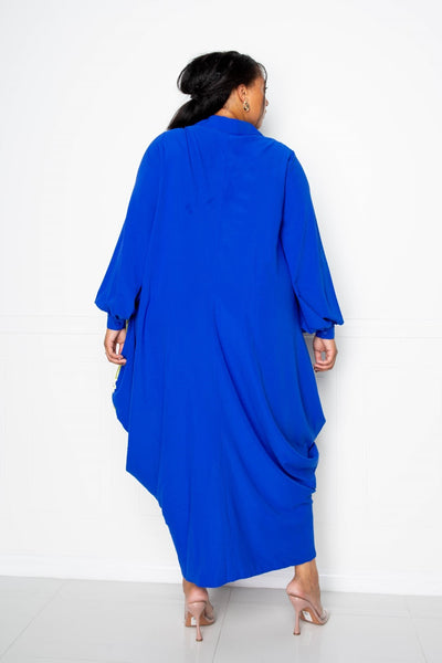 Print Drapy Shirt Maxi Dress - FabulousFixx