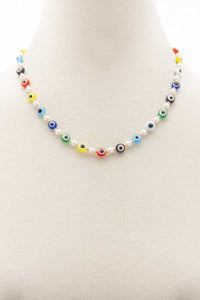 Evil Eye Pearl Bead Necklace - FabulousFixx