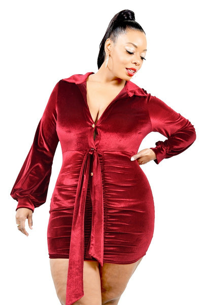 Velvet Bishop Sleeve Mini Dress - FabulousFixx