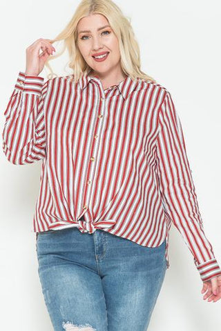 Multi Stripe Side Slit Cotton Shirt - FabulousFixx