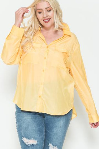 Chest Pocket Oversized Satin Shirt - FabulousFixx