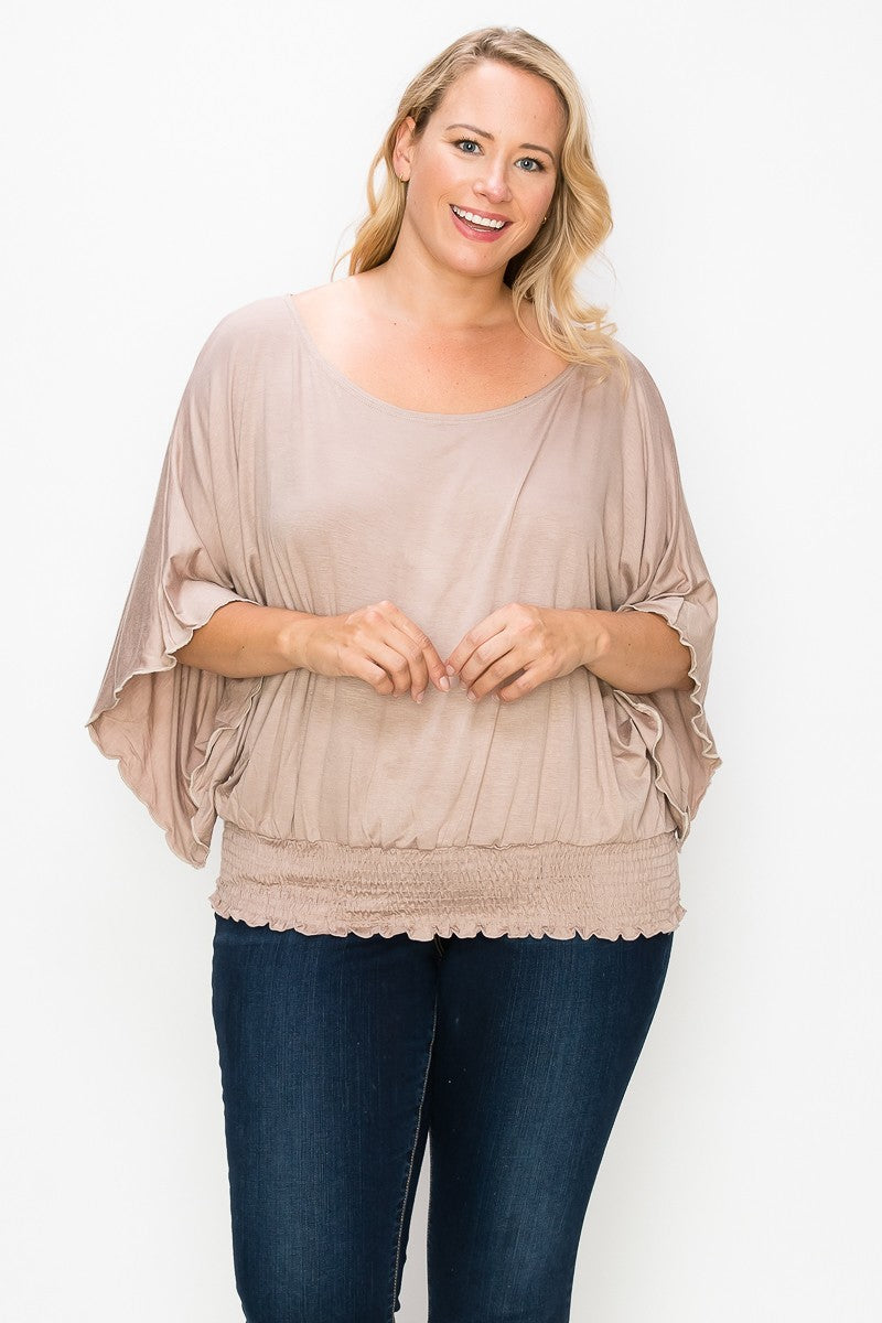Solid Top Featuring Flattering Wide Sleeves - FabulousFixx