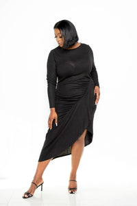 Asymmetrical Sweater Dress with Waterfall Ruffle - FabulousFixx