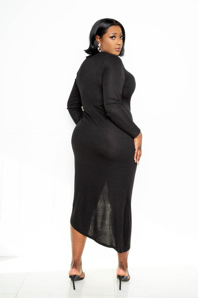 Asymmetrical Sweater Dress with Waterfall Ruffle - FabulousFixx