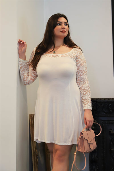 Lace Detail Long Sleeve Mini Dress - FabulousFixx