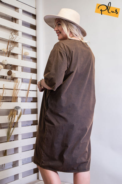 Mineral Washed Loose Fit Dress - FabulousFixx