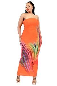 Sleeveless Color Gradient Tube Top Maxi Dress - FabulousFixx