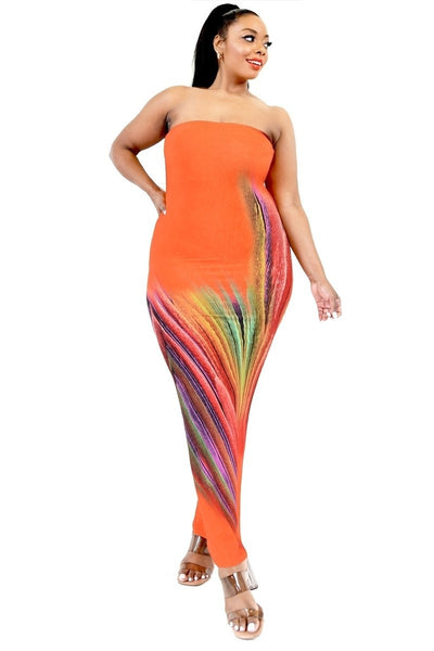 Sleeveless Color Gradient Tube Top Maxi Dress - FabulousFixx