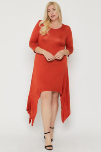 Asymmetrical Raw Edge Hem Solid Dress - FabulousFixx