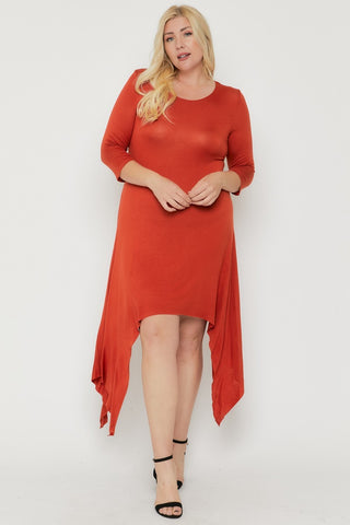 Asymmetrical Raw Edge Hem Solid Dress - FabulousFixx