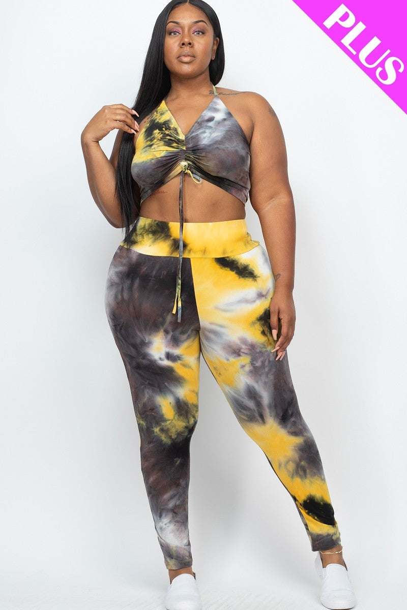 Adjustable Ruched Crop Top and Leggings Set - FabulousFixx