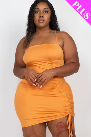 Adjustable Ruched Detail Curvy Mini Dress - FabulousFixx
