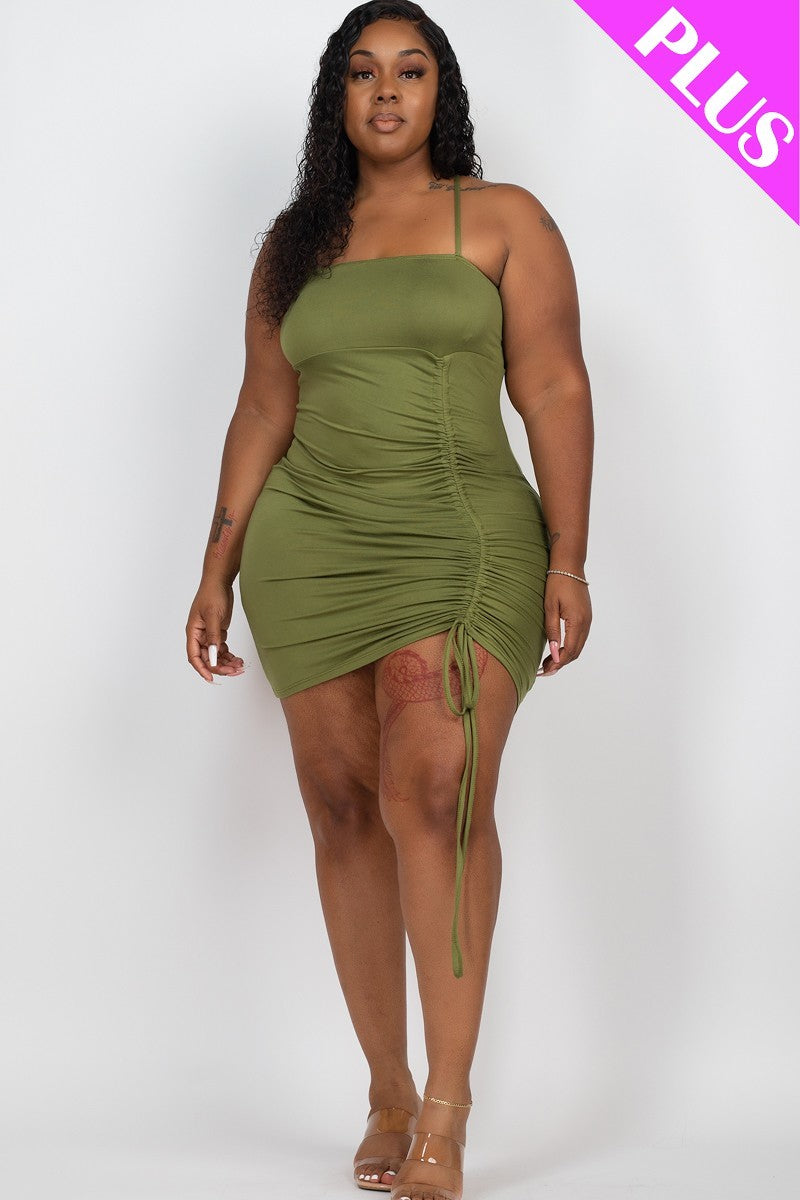 Adjustable Ruched Detail Curvy Mini Dress - FabulousFixx