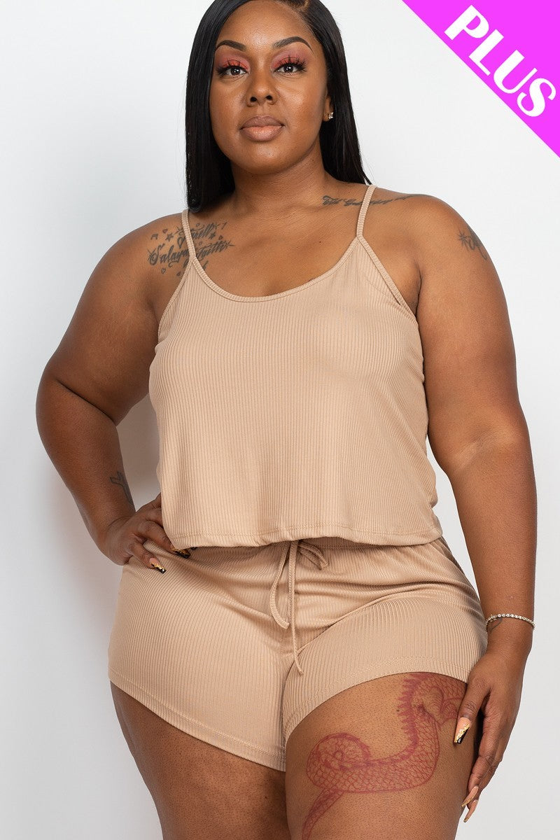 Ribbed Strappy Top and Shorts Set - FabulousFixx