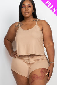Ribbed Strappy Top and Shorts Set - FabulousFixx
