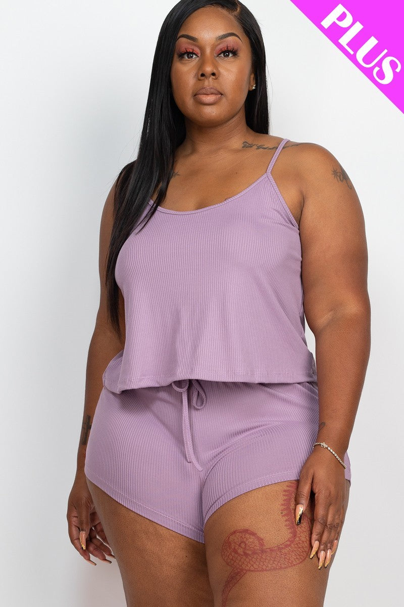 Ribbed Strappy Top and Shorts Set - FabulousFixx