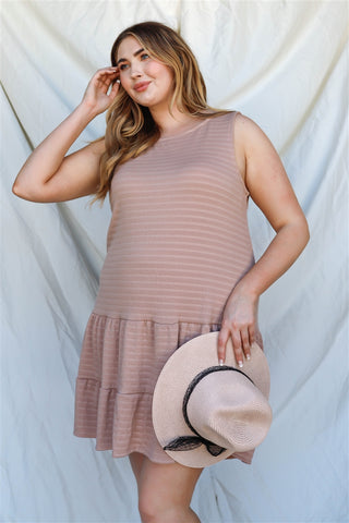 Apricot Textured Ruffle Hem Open Back with Self-Tie Detail Mini Dress