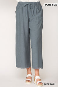 Frayed Wide Leg Pants with Pockets