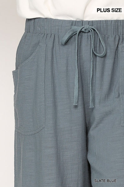 Frayed Wide Leg Pants with Pockets