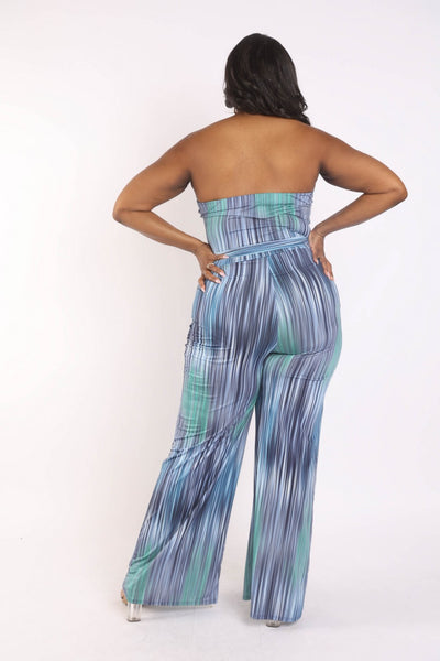 Printed Tube Jumpsuit with Self Belt