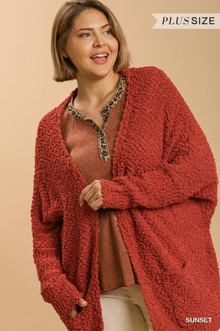Junior Open Front Oversized Cardigan Sweater with Pockets - FabulousFixx