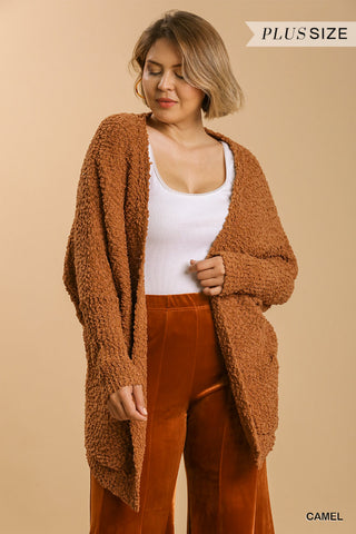 Junior Open Front Oversized Cardigan Sweater with Pockets - FabulousFixx