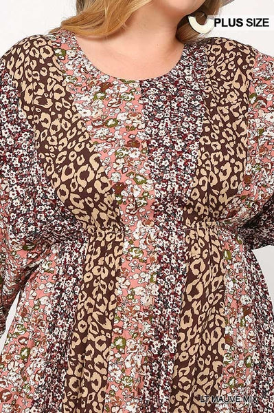 Mixed Dolman Sleeve Dress with Side Pockets