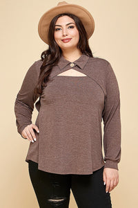 Junior Solid Long Sleeve Fashion Top