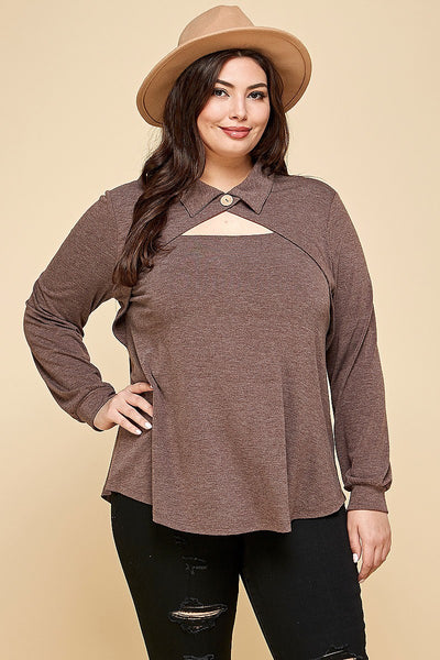 Junior Solid Long Sleeve Fashion Top