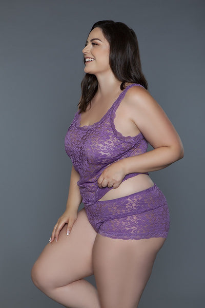 2 Piece Tank Set with All Body Floral Lace Design