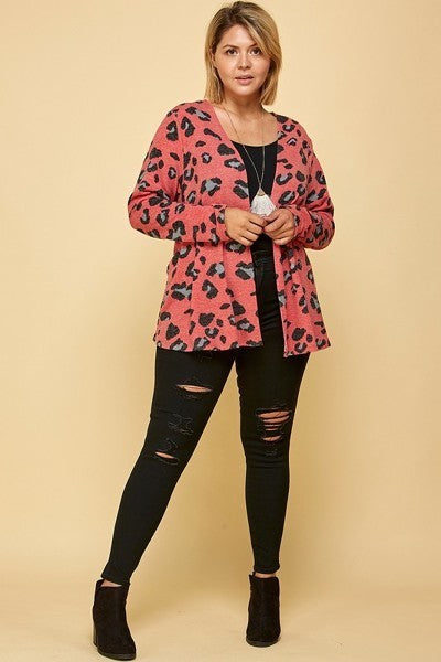 Junior Animal Printed Open Front Cropped Cardigan