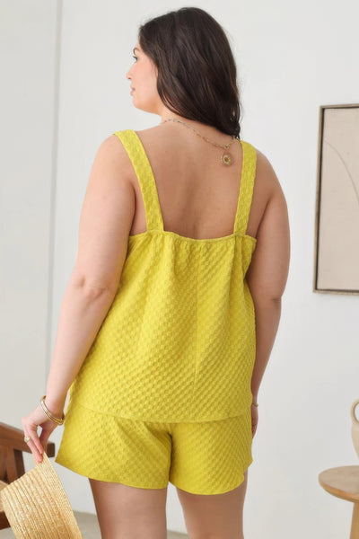 Textured Top Elastic Waist Short Sets