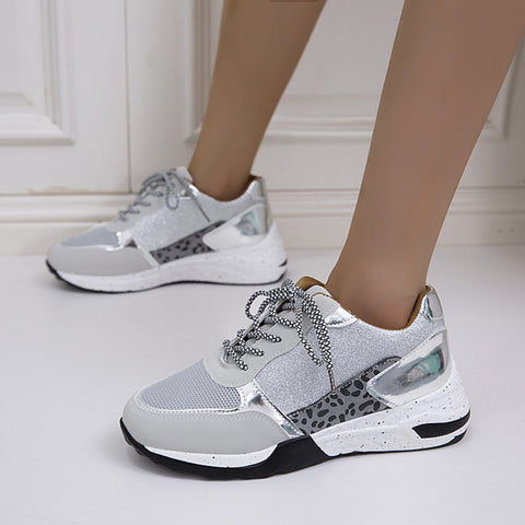 Lace-Up Round Toe Platform Sneakers
