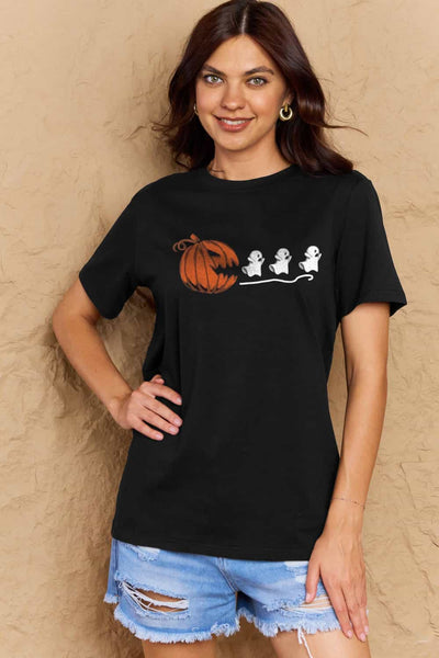 Simply Love Full Size Jack-O'-Lantern Graphic Cotton Tee