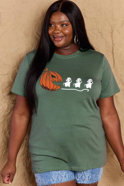 Simply Love Full Size Jack-O'-Lantern Graphic Cotton Tee