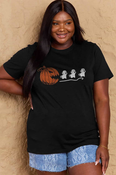 Simply Love Full Size Jack-O'-Lantern Graphic Cotton Tee